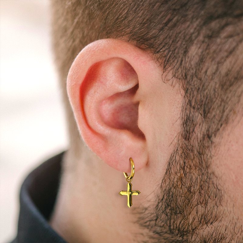 Boucles d'oreilles homme croix - Æternus