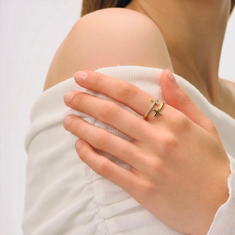 Bague croix double - Aura