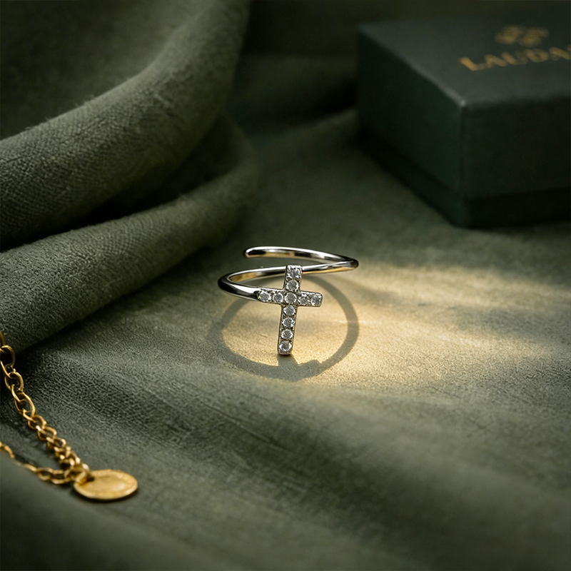 Bague croix argent argentée
