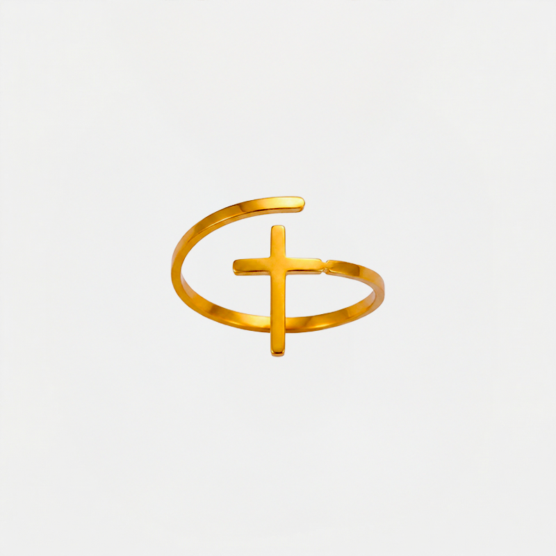 Bague croix femme acier