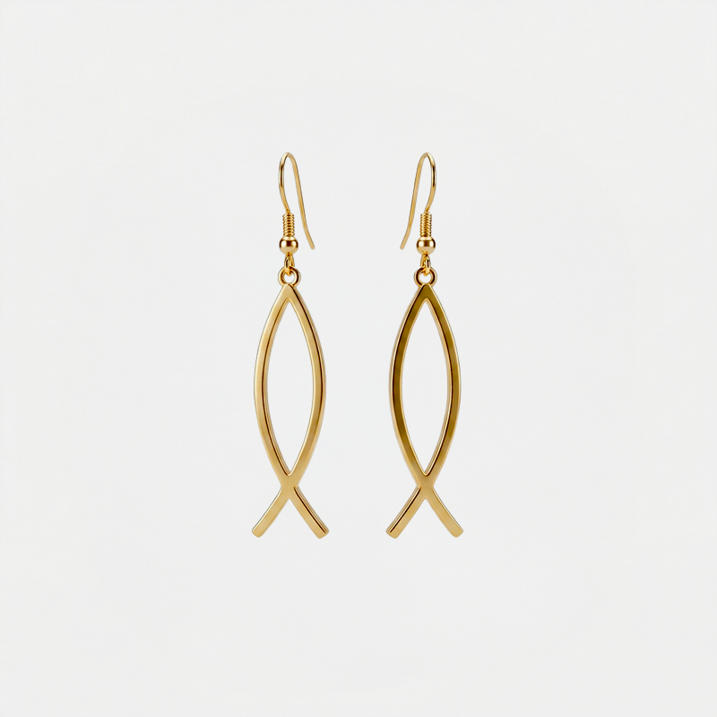 Boucles d'oreilles Ichtus, finition dorée