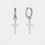 Boucles d'oreilles croix acier argent