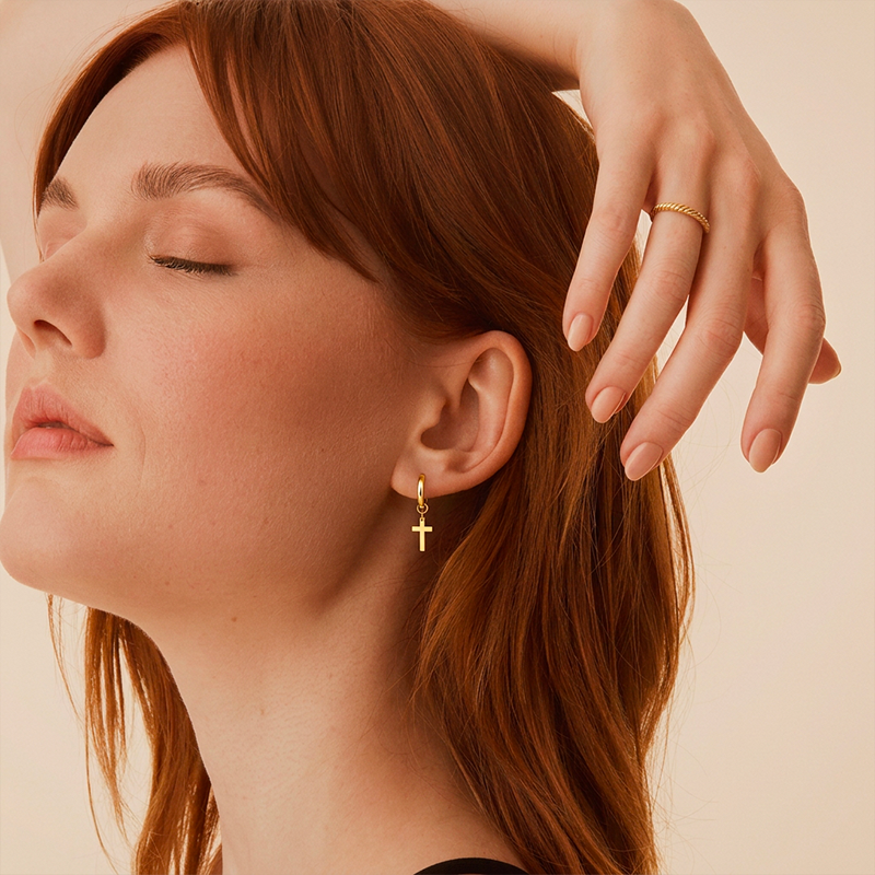 Boucles d'oreilles croix acier inoxydable