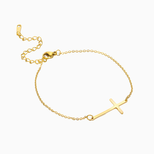 __switch:Or Bracelet croix minimaliste