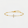 Bracelet croix strass, finition dorée