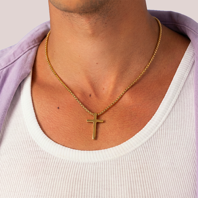 Collier Croix Minimaliste Homme Or 