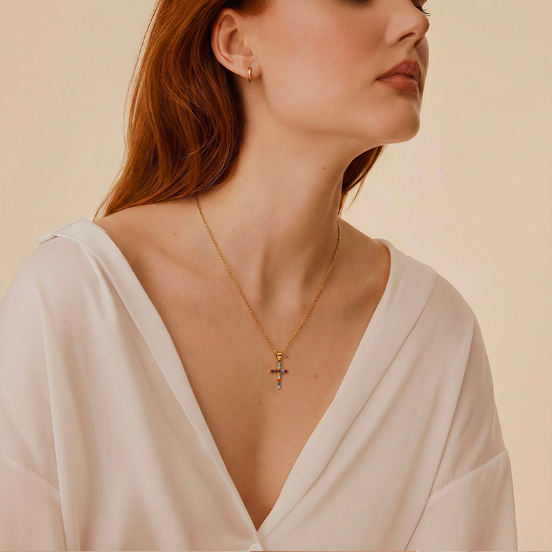 Collier Croix Oxyde de Zirconium