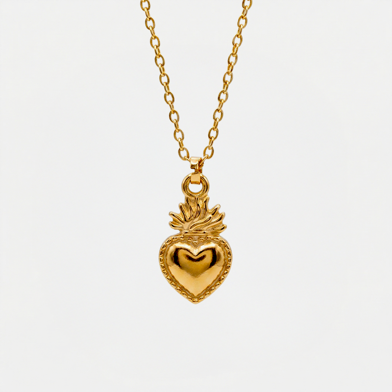 Collier Ex Voto cœur, finition dorée