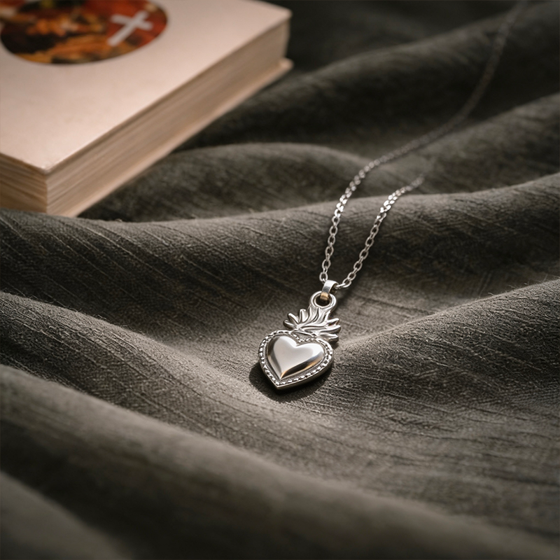 Collier Ex Voto cœur argentée