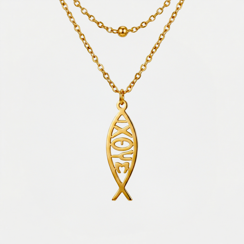 Collier Ichtus, finition dorée