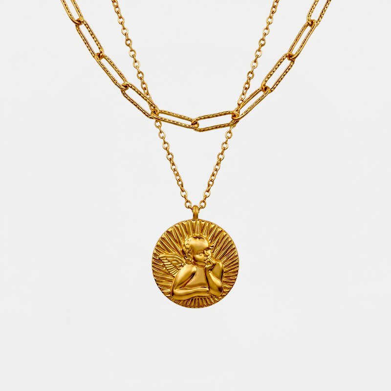 Collier Ange Gardien, finition dorée