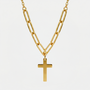 Collier chaîne croix, finition dorée
