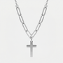 Collier chaîne croix argentée