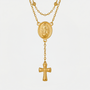Collier chapelet croix, finition dorée
