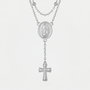 Collier chapelet croix argentée