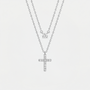 Collier croix élégant, finition argentée