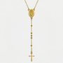 Collier croix rosaire, finition dorée