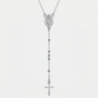 Collier croix rosaire argentée