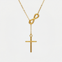 Collier infini et croix, finition dorée