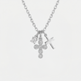 Collier croix grappe de cristaux argentée