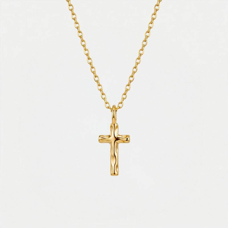 Collier petite croix argent, finition argentée
