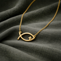 Collier poisson chrétien dorée
