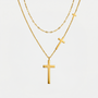 Collier trois croix, finition dorée