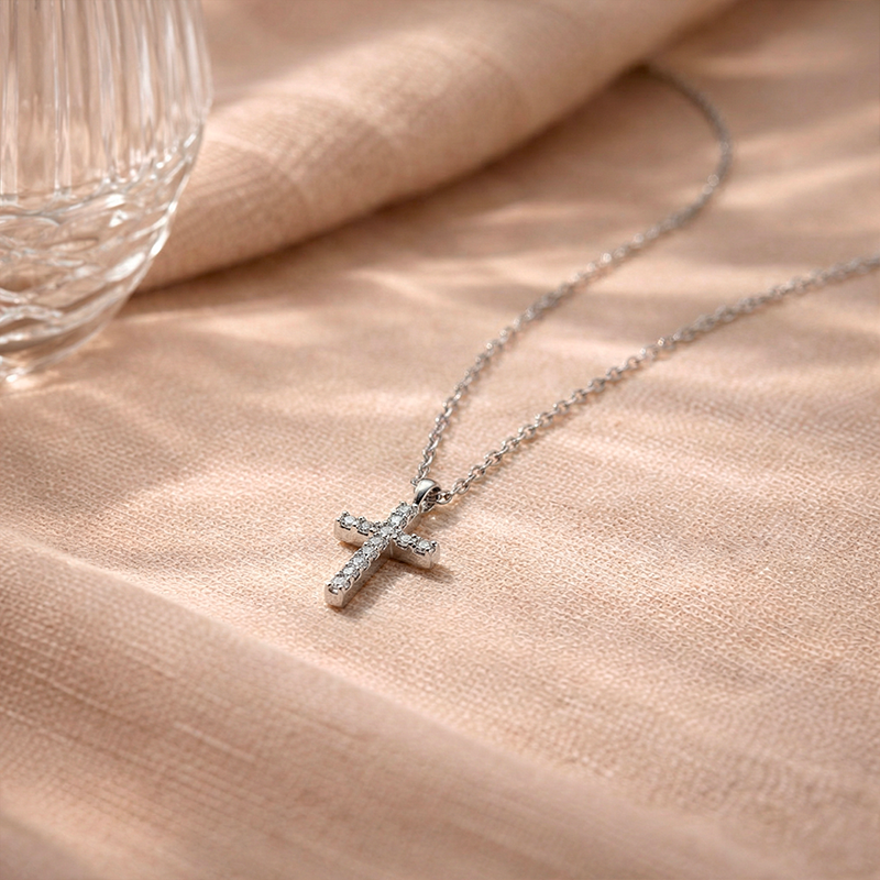 Collier croix strass acier inoxydable - Gemma