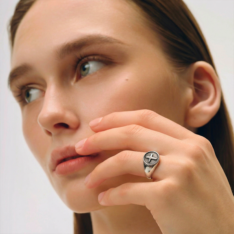 Chevalière argent croix - Miserere