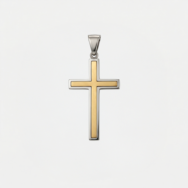 Pendentif croix bicolore 