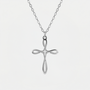 Collier croix fantaisie argentée
