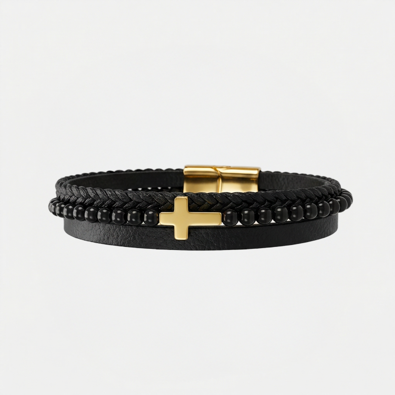 Bracelet croix cuir - Vincere