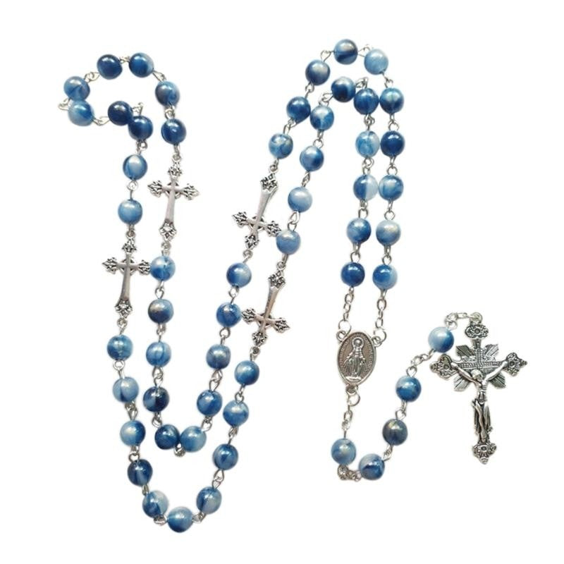 Chapelet bleu à croix
