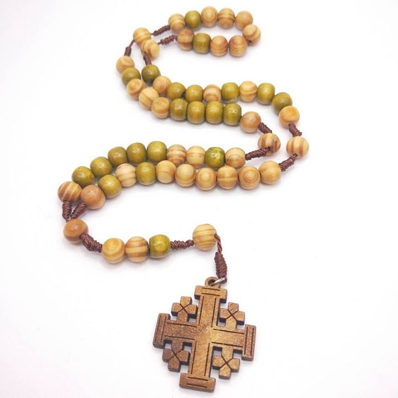 Chapelet en bois croix de Jérusalem