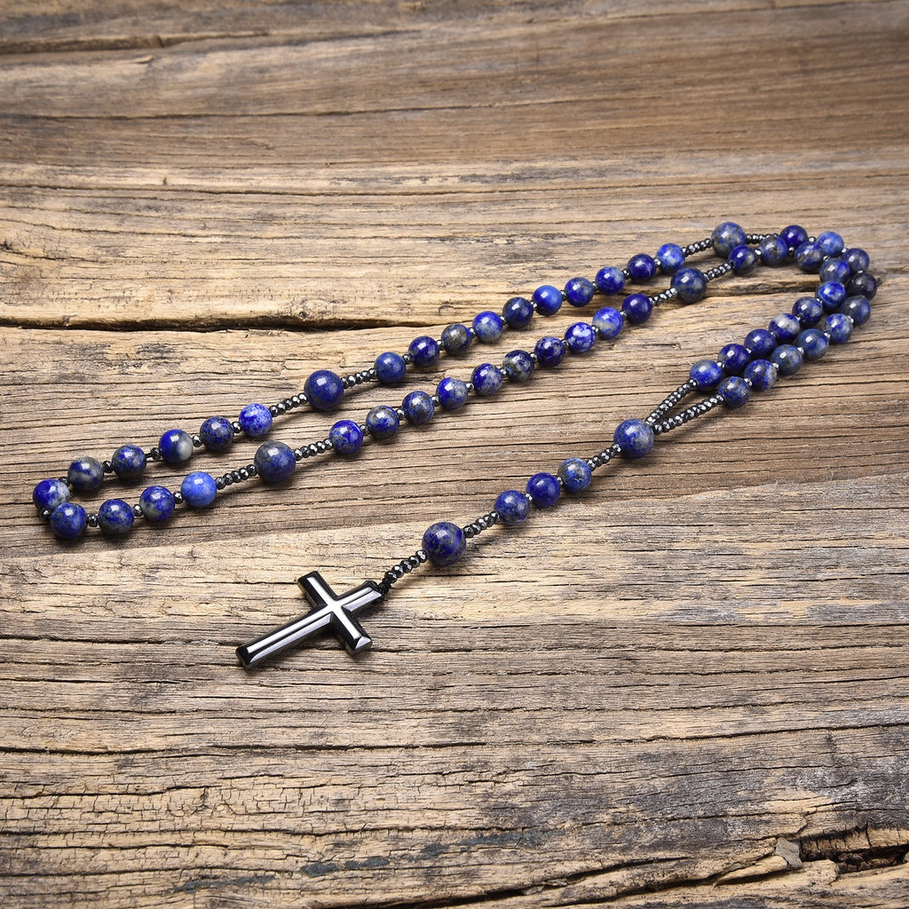 Chapelet en lapis-lazuli, chapelet bleu en lapis-lazuli