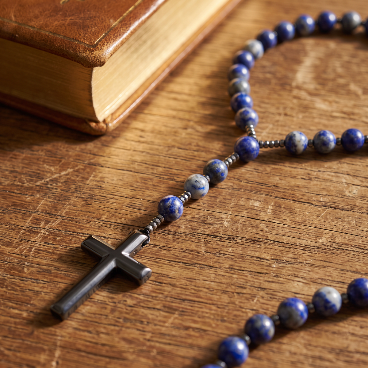 Chapelet en lapis-lazuli, chapelet bleu en lapis-lazuli