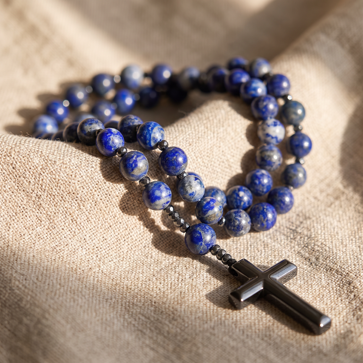 Chapelet en lapis-lazuli, chapelet bleu en lapis-lazuli