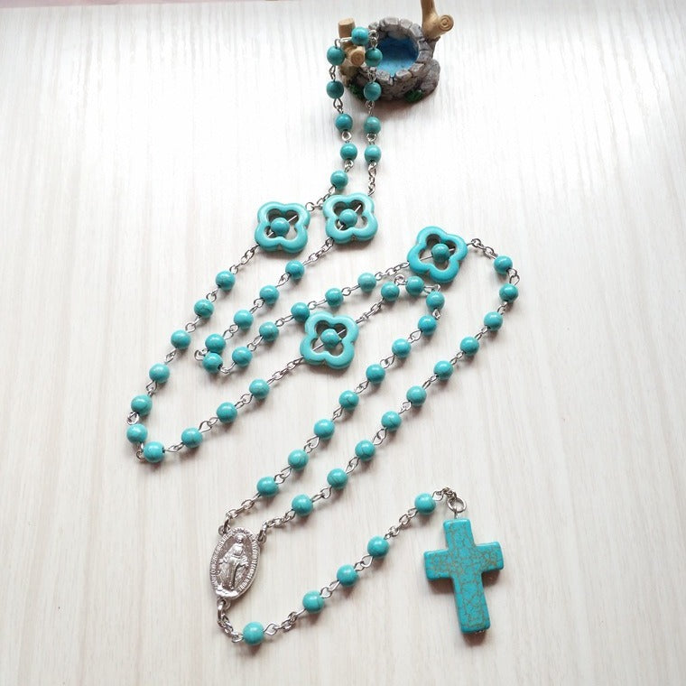 Chapelet médaille miraculeuse turquoise