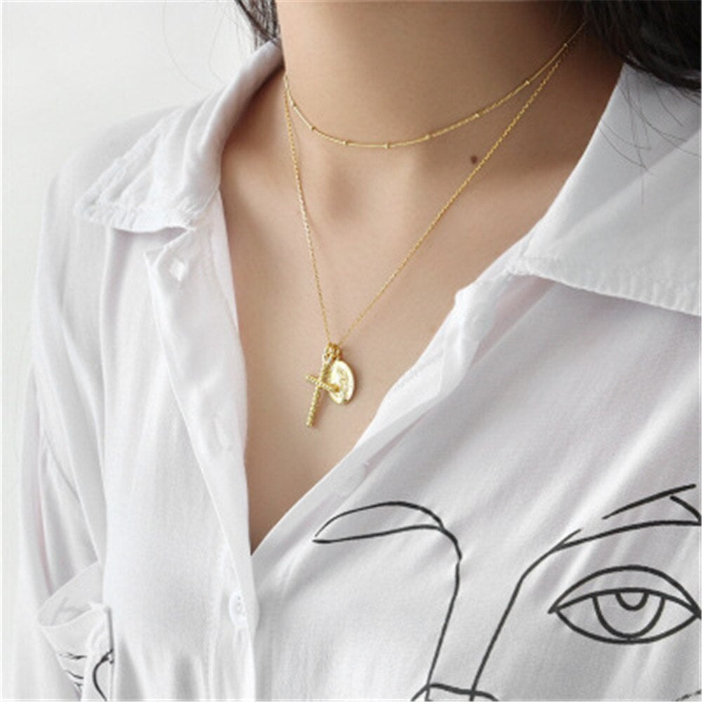 Collier Croix Noir Et Argent Pour Homme - 2 Tailles, Acier Inoxydable Hypoallergénique, Cadeau Anniversaire Saint-Valentin - 2